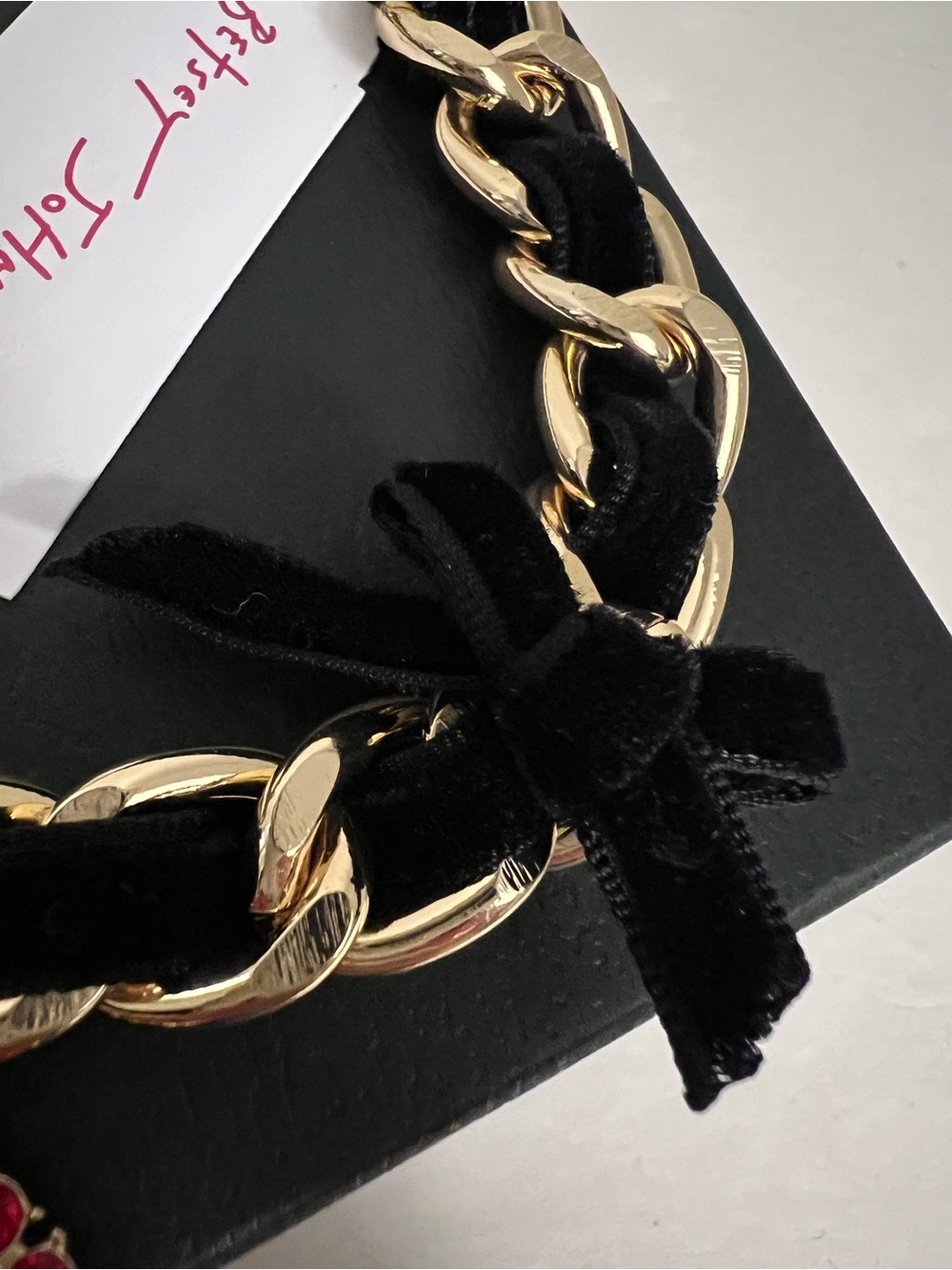 Betsey Johnson Gold-Tone Chain Necklace with Red Roses and Leopard Heart - Picture 15 of 16